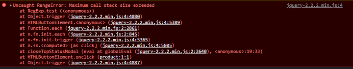 maximum call stack size exceeded